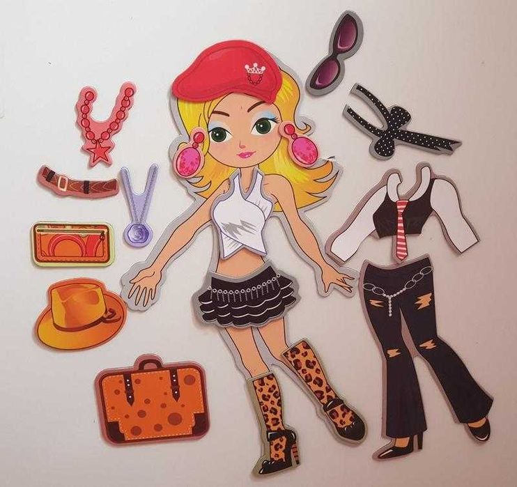 Магнитная кукла с 18 аксессуарами на магнитах игра одевалка