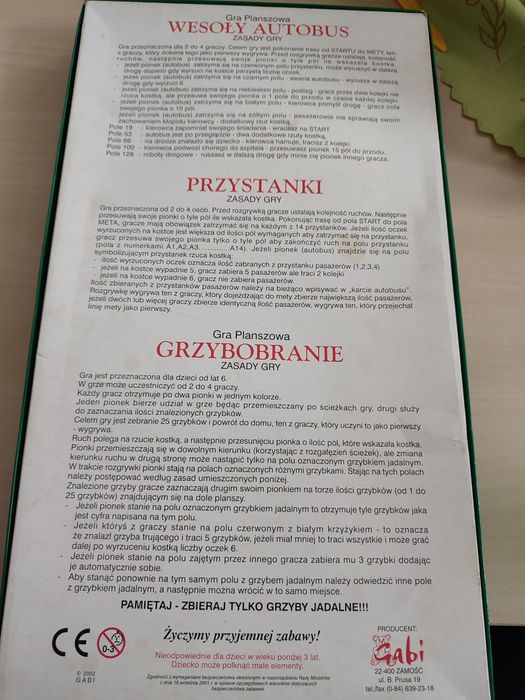 Gra planszowa  wesoły autobus ,grzybobranie ,przystanki