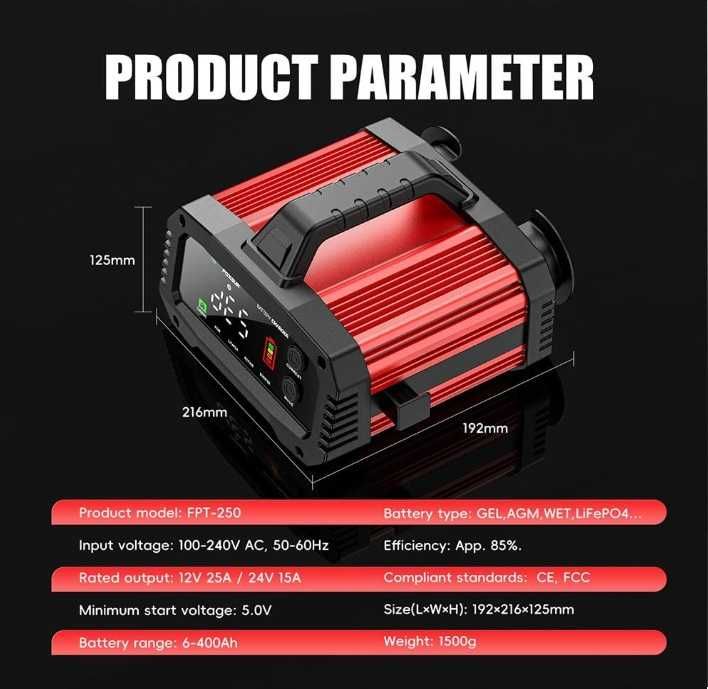Prostownik Inteligentny Szybki Rozruch FOXUR 25A Mocny Booster