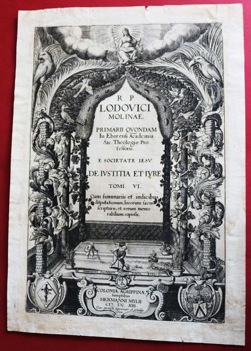 Soberba portada obra «De Justitia et Jure» de Luís de Molina, 1613 (Évora)