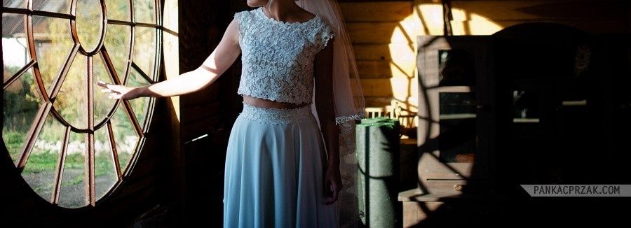 suknia ślubna dwuczęściowa + welon