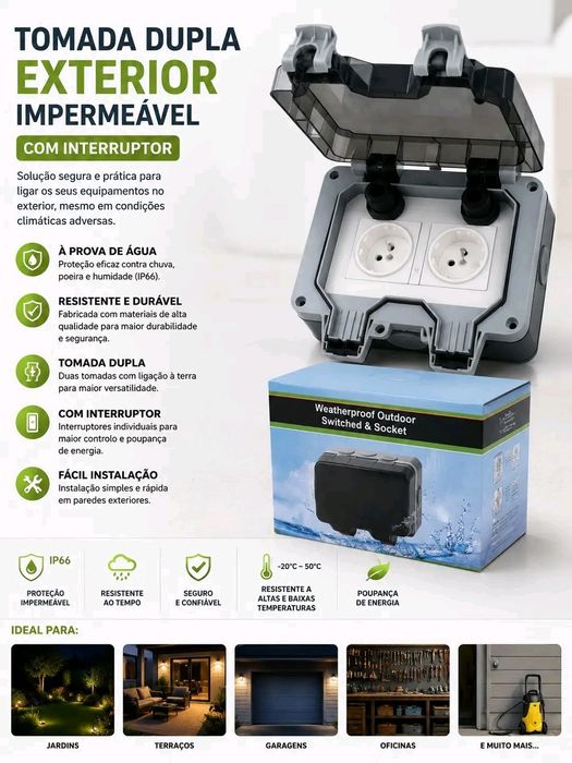 Tomada Dupla Exterior Impermeável – IP66
