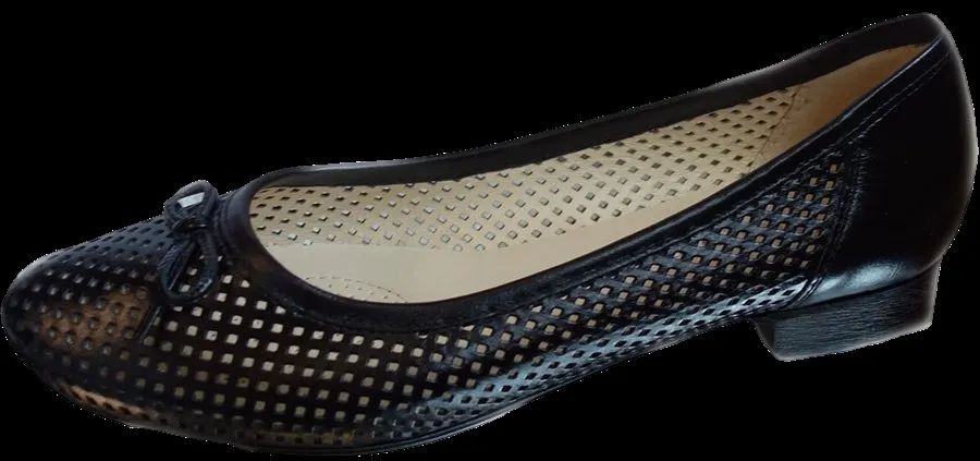 BnW Skórzane czarne baletki na szeroką stopę z haluksami