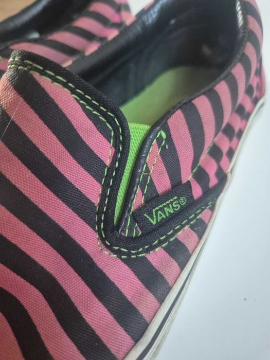 VANSy Classic Slip-On w różowe czarne paski vintage