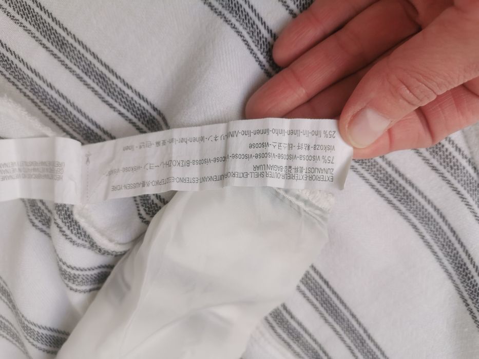 Kamizelka Bershka 38 M biała w czarne paski wiskoza len