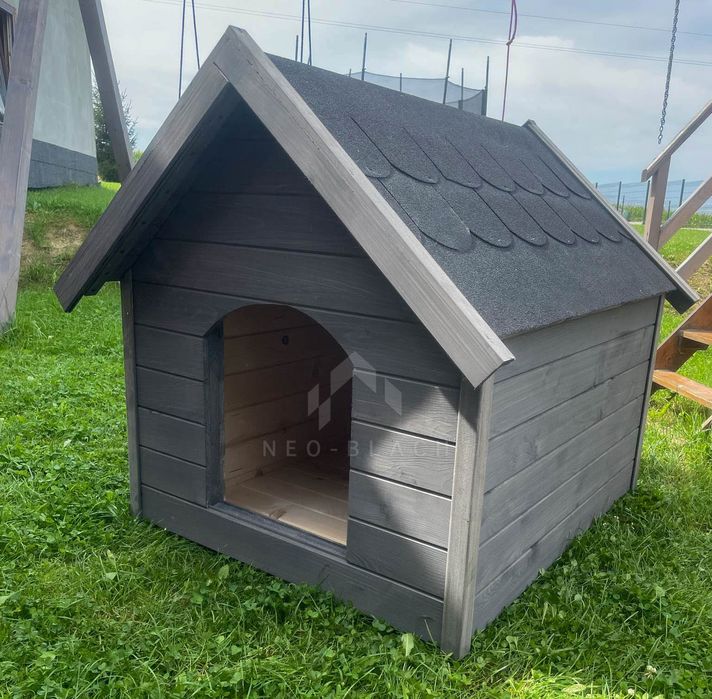 Buda dla psa Rozmiar "M" - Grafit - Dach dwuspadowy NB