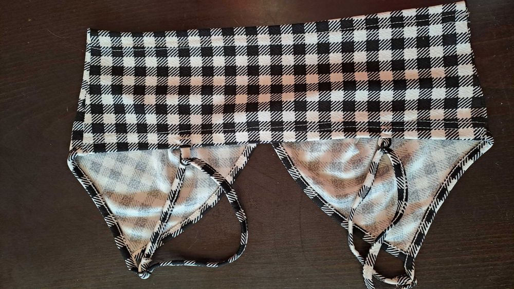 2 topy w kratke biało-czarne Shein r. S/M