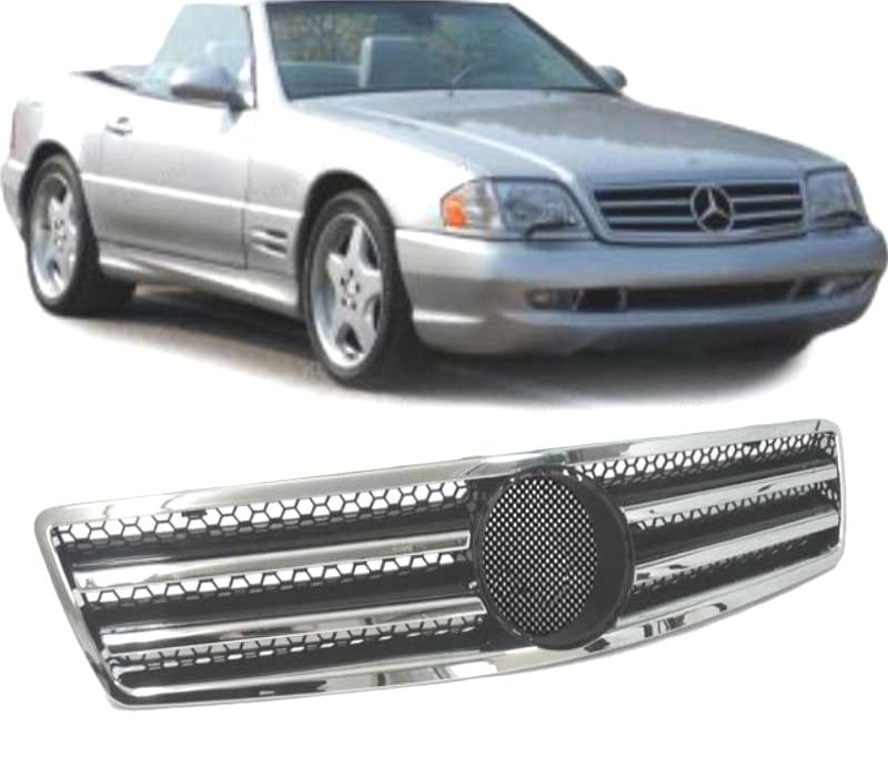 GRELHA FRONTAL PARA MERCEDES SL R129 89-98 LOOK AMG PRETO CROMADO