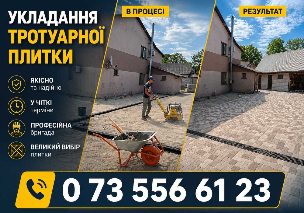 Укладка тротуарной плитки. ШВИДКІ ТЕРМІНИ!