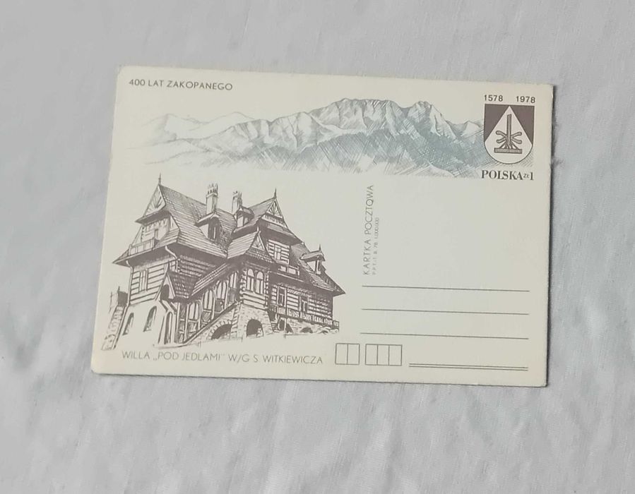 Pocztówka: 400 lat Zakopanego. Willa Pod Jedlami. PPTiT, 1978 r.