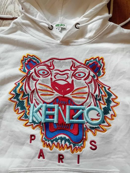 Kenzo Tiger Bluza z kapturem, biały kolor, rozmiar S/M