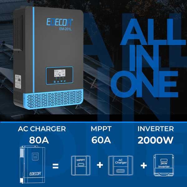 Inversor Solar Híbrido EDECOA 2000w 12v-220v