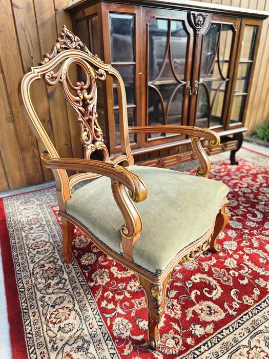 Bogato zdobiony fotel Ludwik ludwikowski tron #1271 Stylowy Węgrów