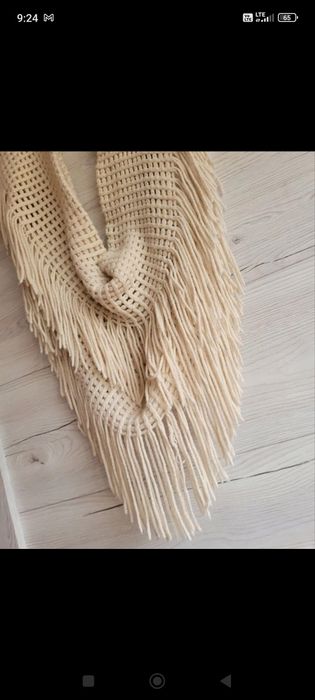 Szal komin z frędzlami handmade