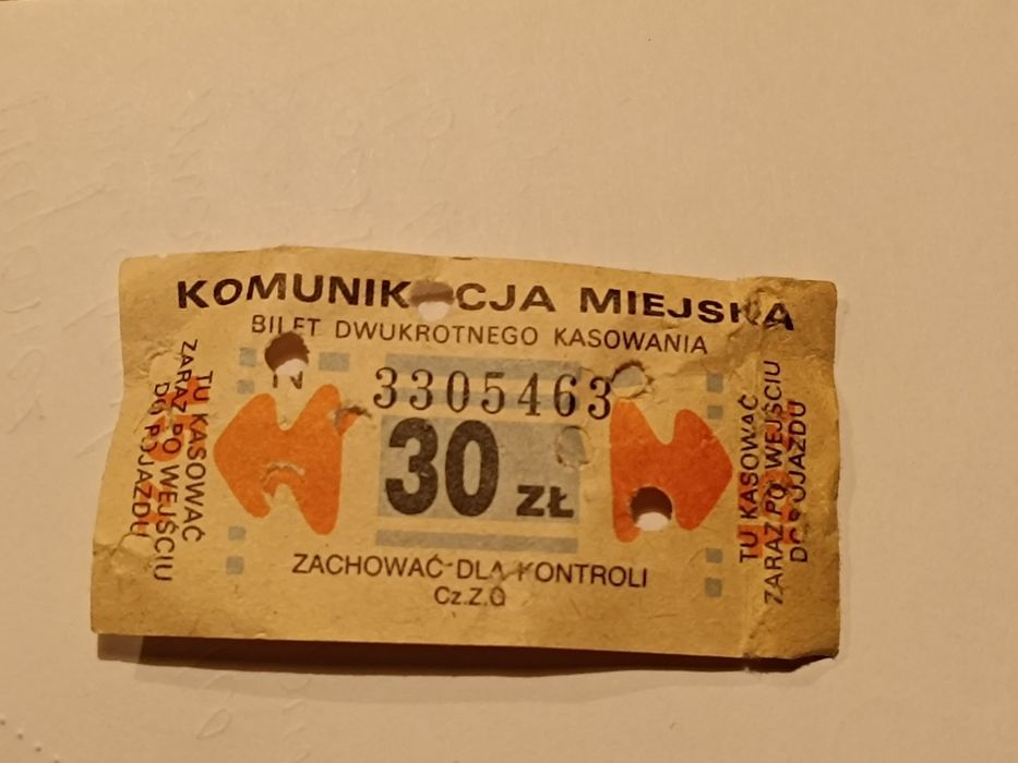Bilet autobusowy kartonikowy PRL