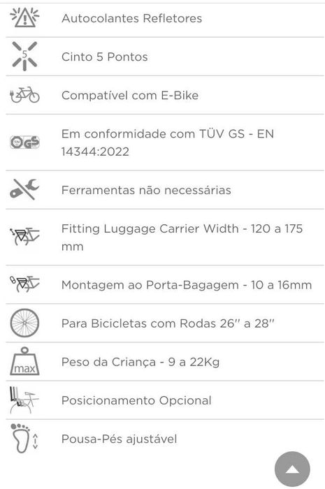 Cadeirinha Polisport para Bicicleta