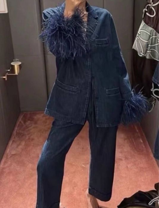 Жіночий джинсовий костюм жакет та джинси