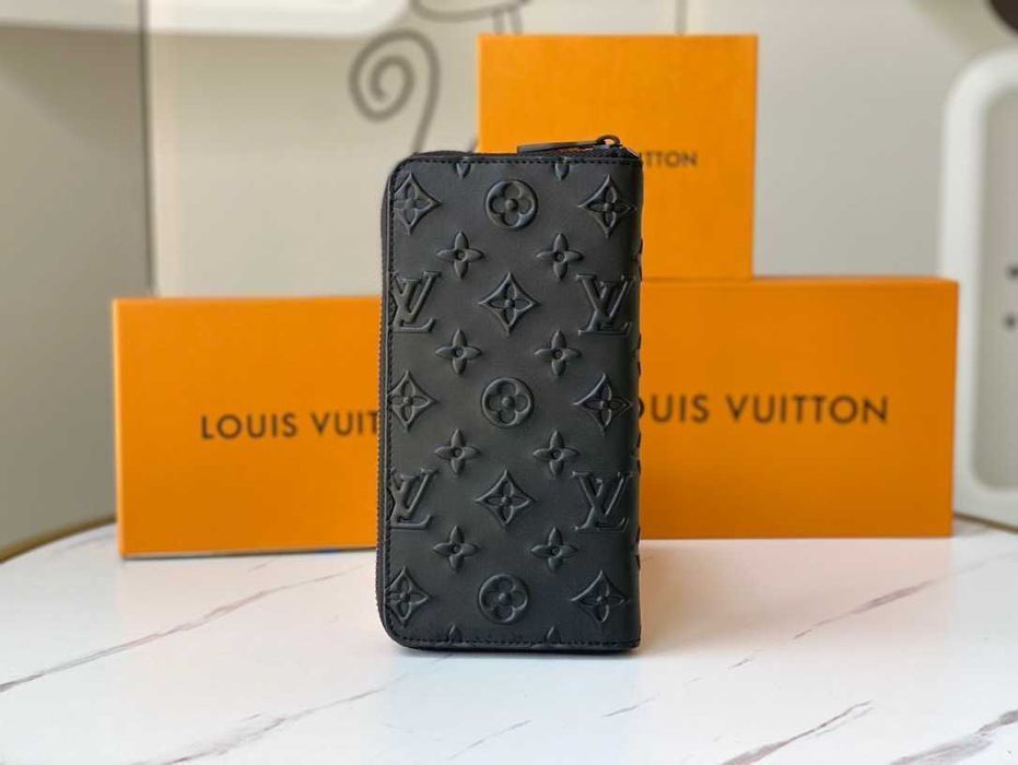 Кожаный органайзер Louis Vuitton черный кошелек Луи Виттон клатч k400