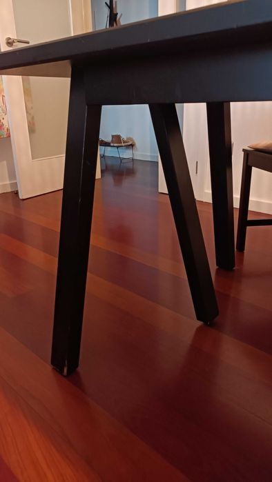 Mesa de jantar 1,70m + 6 cadeiras em madeira | Almofadas incluídas