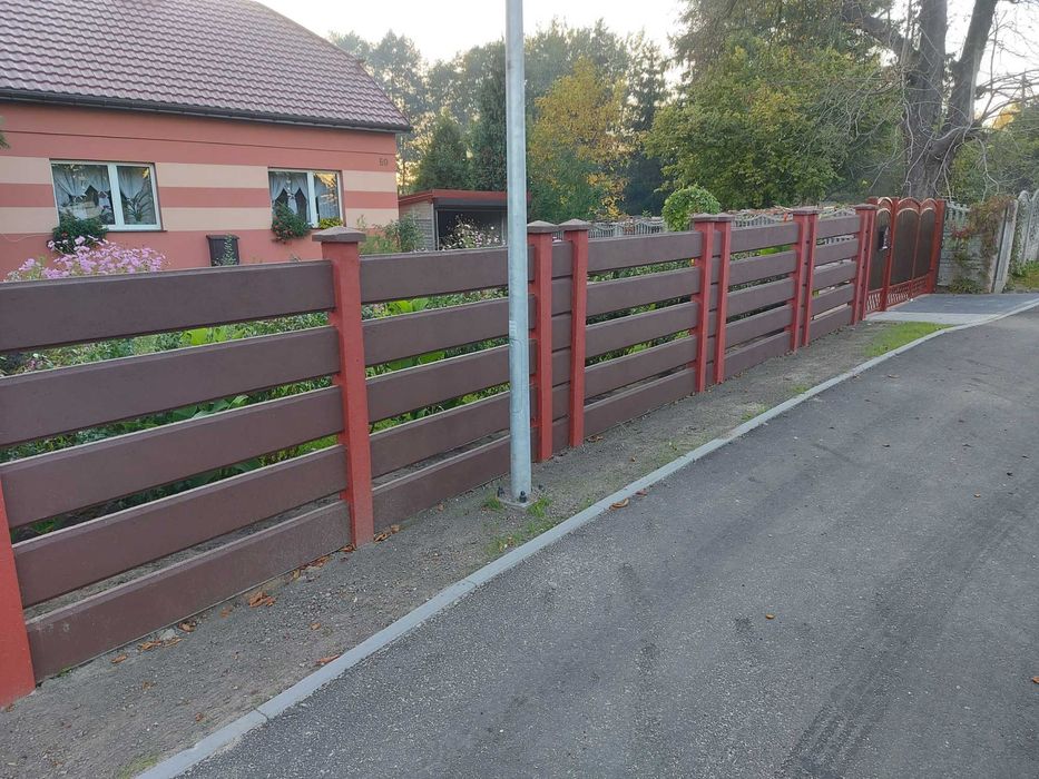 Ogrodzenie palisadowe, betonowe jedno-dwustronne