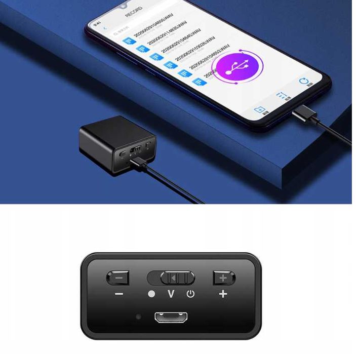 Mini DYKTAFON Podsłuch Szpiegowski Detekcja Ukryty USB 32GB | GRATIS