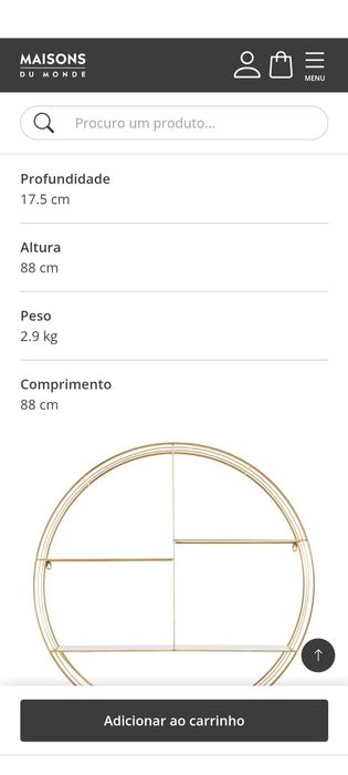 Estante redonda dourada maison du monde