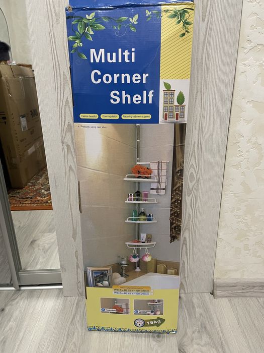 Кутова телескопічна полка для ванної кімнати