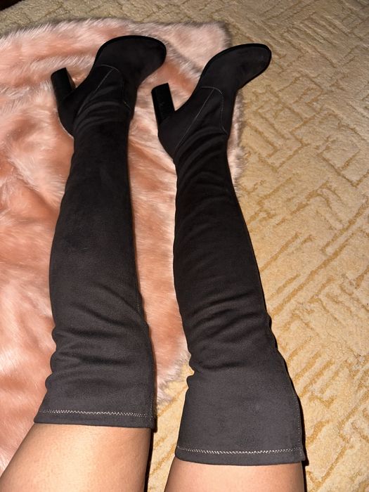 Шикарні 38-39 жіночі сапоги ботфорди коричневі трендові шоколадні