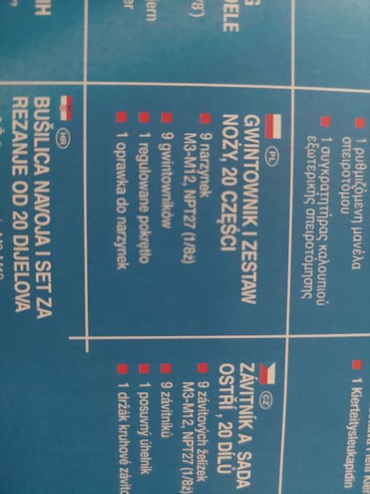 Powerfix gwintownik I zestaw noży 20 części