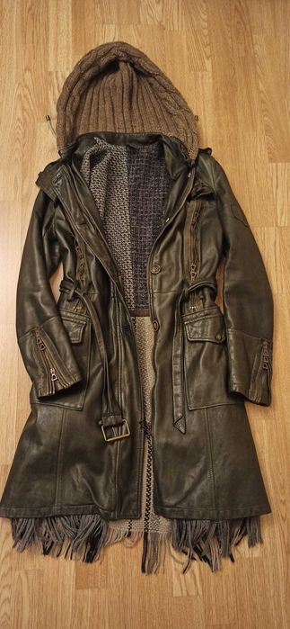 Włoski skórzany płaszcz Delan