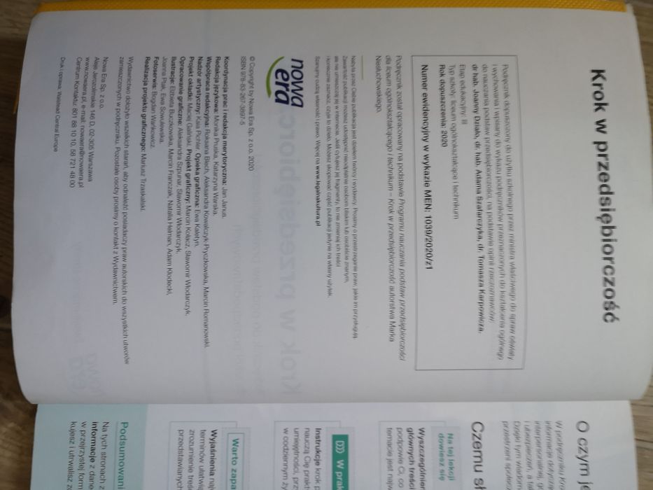 Podręcznik do podstaw przedsiębiorczości "Krok w przedsiębiorczość"