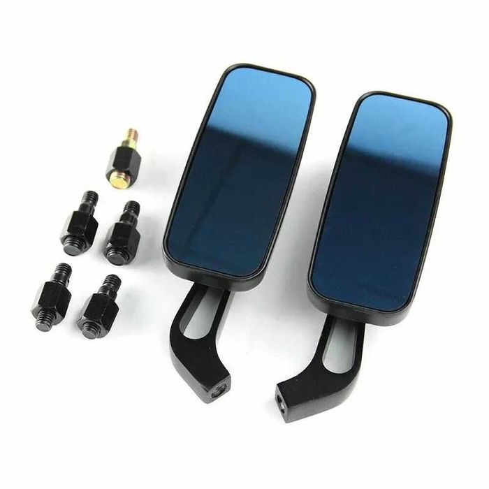 Par de Espelhos Retrovisores Retangulares de Haste Universal - 8/10mm