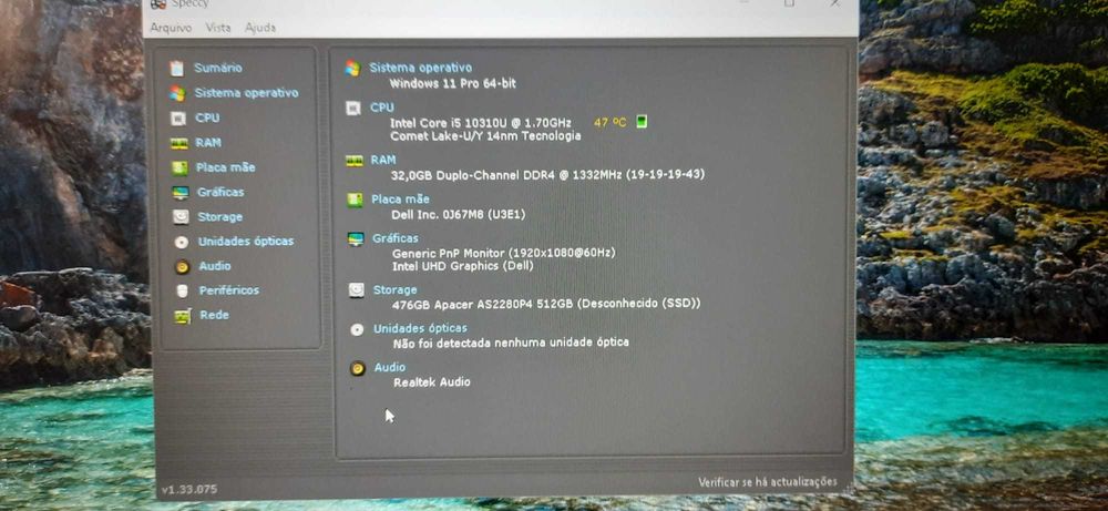 Portátil / Labtop Dell Latitude 5510 10ªG| 15,6" | i5-10310u-4.4G | 16G-DDr4 | NVMe512G |M| W11