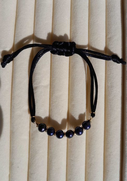 Bransoletka z naturalnych czarnych pereł