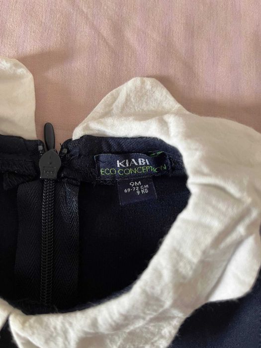 Vestido Kiabi azul-marinho com gola branca, 9 meses