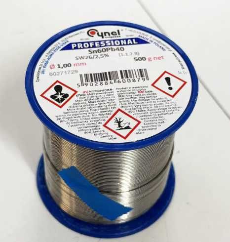 НАЙЛІПША ЦІНА Припій Cynel с флюсом 500г 1,0мм Sn60Pb40 Припой