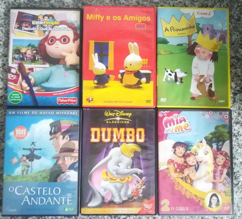 DVDs de animação e música e jogos PC para crianças