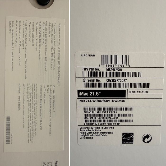 Apple iMac 21,5" — Não funciona | Para peças ou reparação