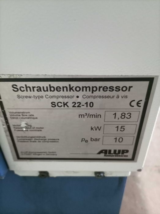 Sprężarka śrubowa Alup 15 kw / 10bar / 1,8 m³