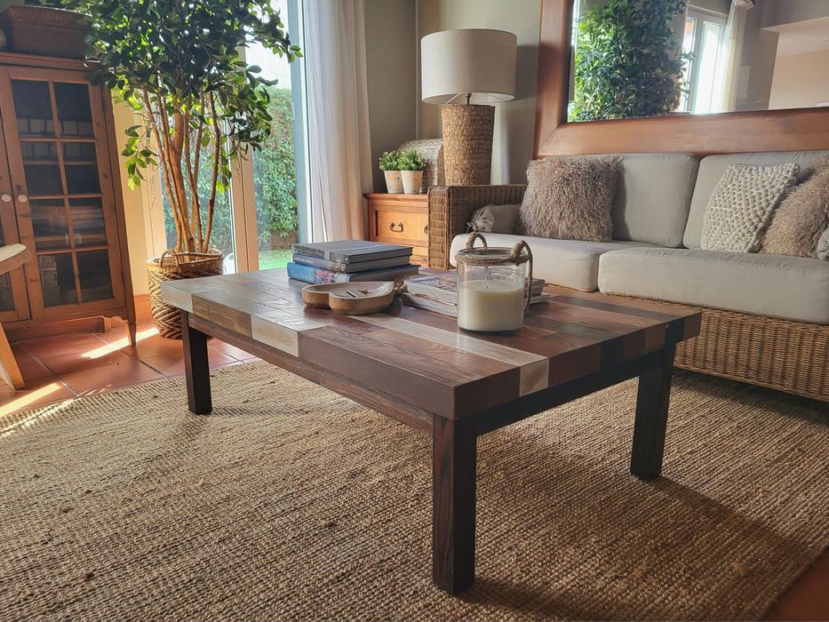 mesa, grande, apoio, centro, rustico