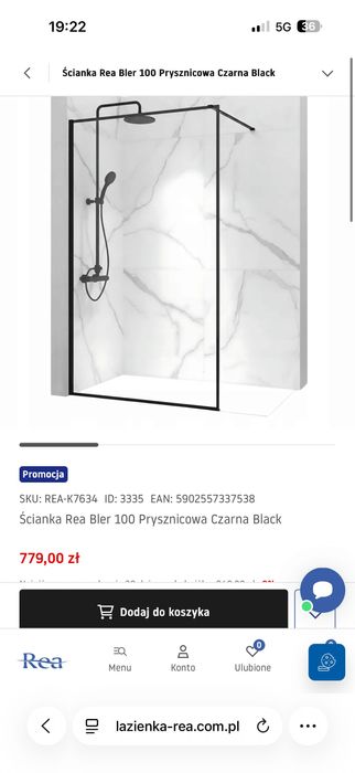 Kabina prysznicowa | Szyba walk-in 100cm