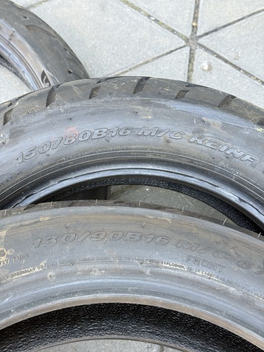 ЯК НОВІ 130/90/16 + 150/80/16 Pirelli мото шини комплект резина склад