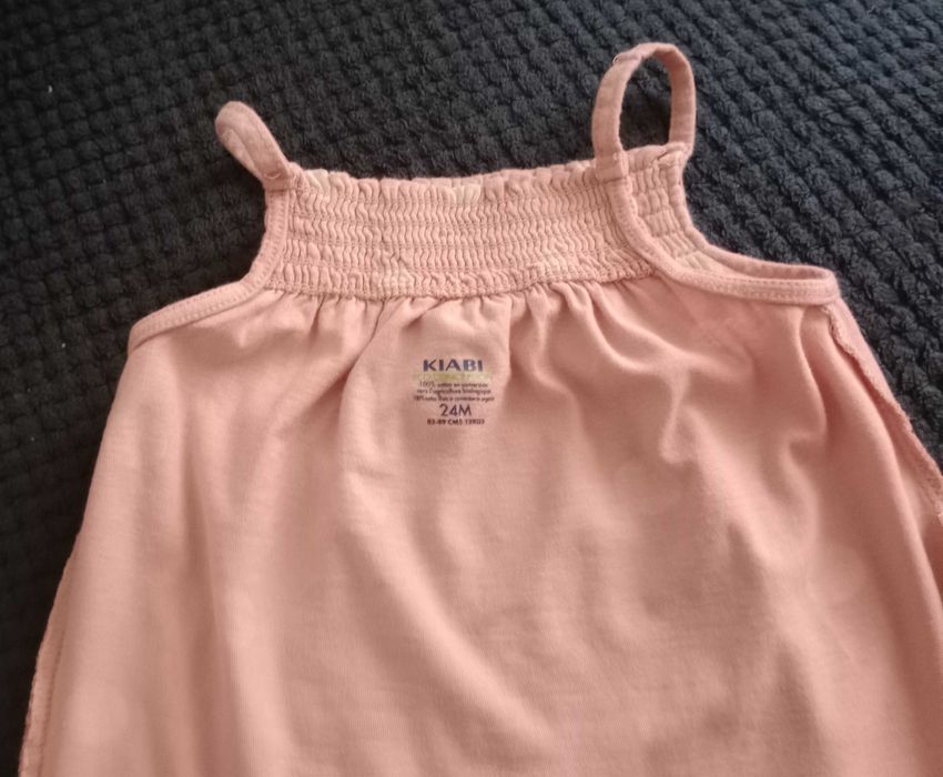 Camisola Alças , Salmão c/ bolas brancas - Marca: Kiabi - 2 anos