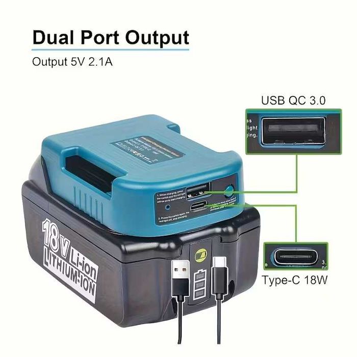 Power bank адаптер для батареи Makita зарядное устройство USB Type-C