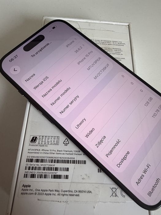 Bateria 95% iPhone 15 Pro 128gb Black Titanium