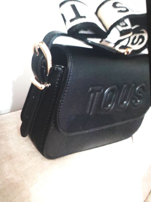 Bolsa tiracolo Preta tous alça ajustável com logotipo tous