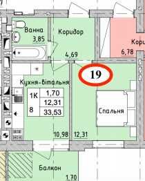 1-кімнатна квартира в ЖК Бургундія 3 від забудовника - View 5