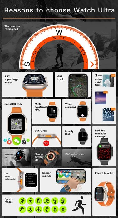 Novo Smartwatch IWO Ultra U10+ Amoled