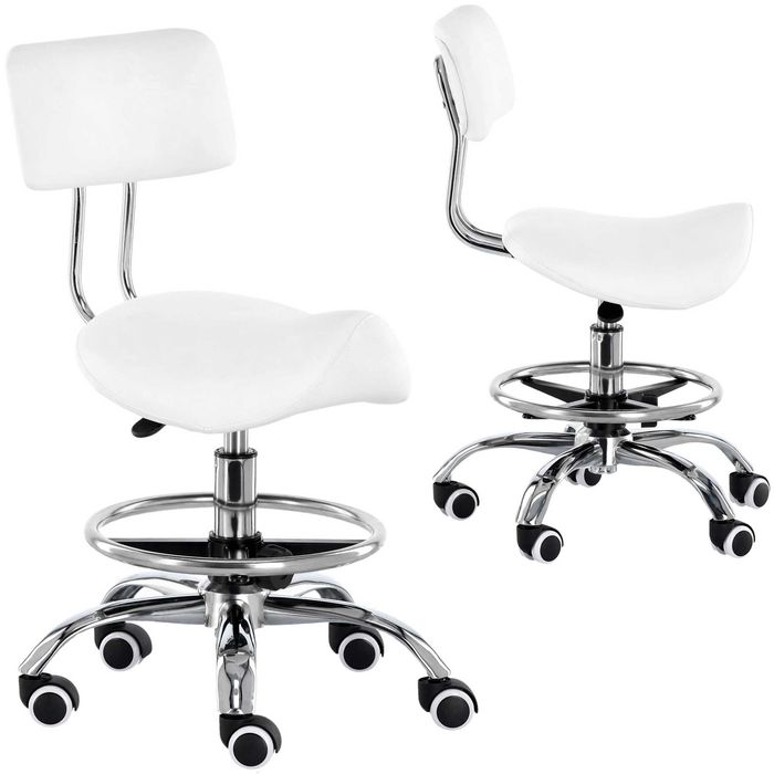 Табурет седло со спинкой , кресло для мастеров на калесах