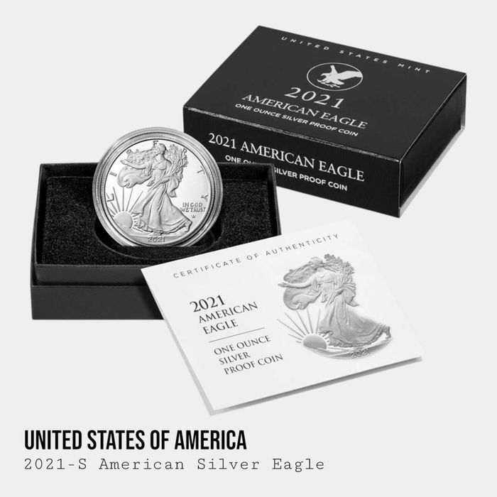 American Silver Eagle Proof 1986-2026 | Срібний орел долар США | Шагайка | Інвестиційна монета | 1 oz Silver | US Mint | OGP COA | USA | Silver Eagle